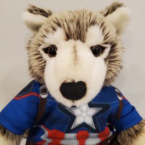 Build-a-bear WWF Wolf with Captain America costume